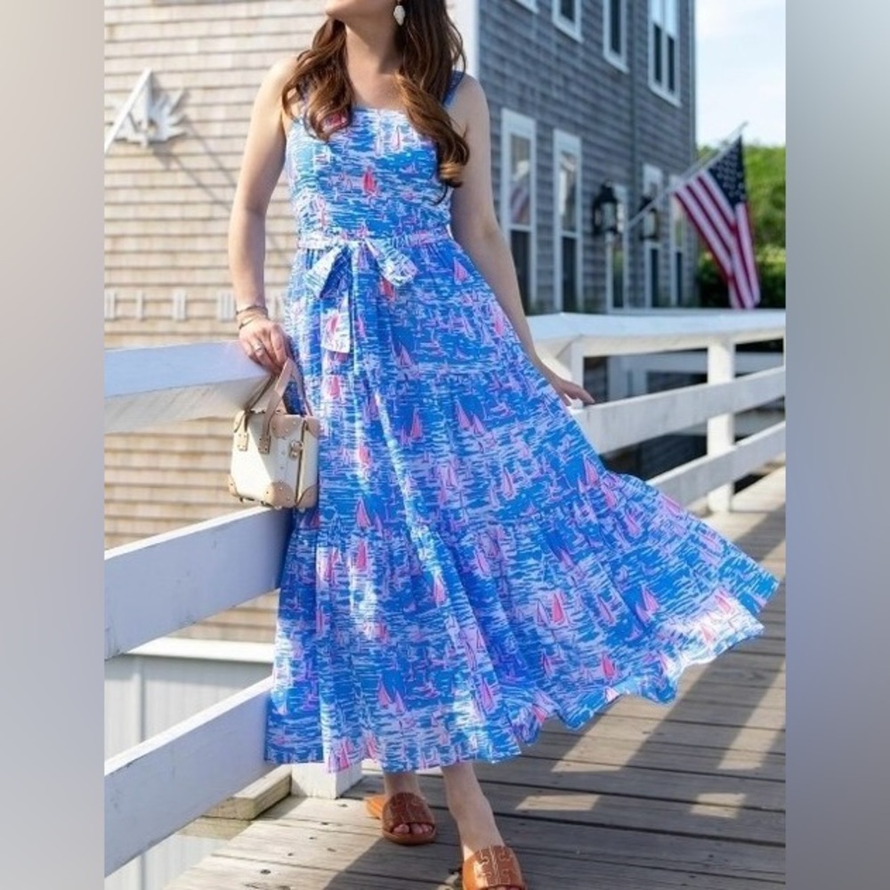 Lilly Pulitzer Analeese Midi Dress in the Zanzibar Blue Boatylicious